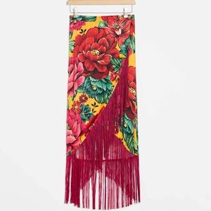 Anthropologie Farm Rio Benita Fringed Wrap Skirt